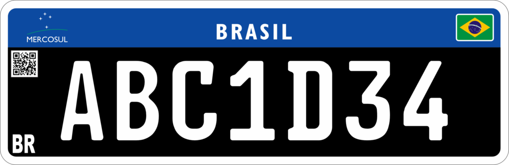 Placa Mercosul da categoria Colecionador, com caracteres na cor branca